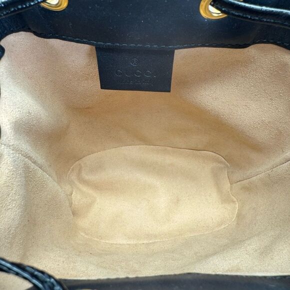 Gucci Crossbody Ophidia Web Black Suede Mini Drawstring Bucket - Picture 9 of 12